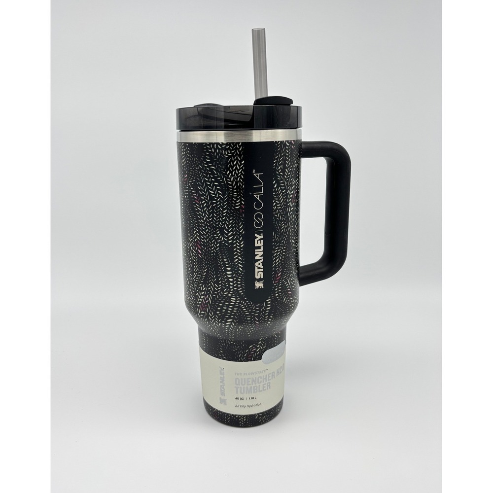 Stanley x Calia 40oz Quencher H2.0 FlowState Tumbler Black Knit Pattern Cup